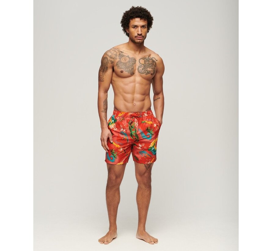 HAWAIIAN PRINT 17 SWIM SHORT Waikiki Red (M3010232A - 2BZ)