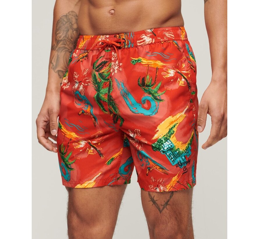 HAWAIIAN PRINT 17 SWIM SHORT Waikiki Red (M3010232A - 2BZ)