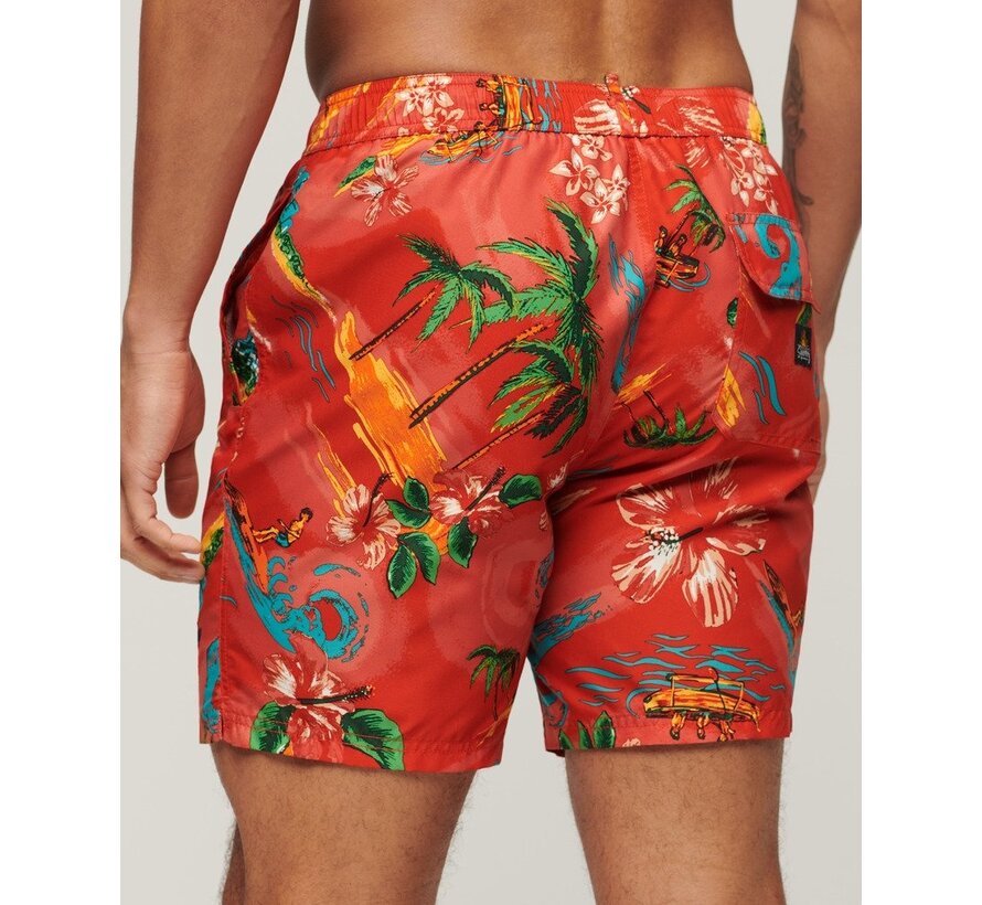 HAWAIIAN PRINT 17 SWIM SHORT Waikiki Red (M3010232A - 2BZ)