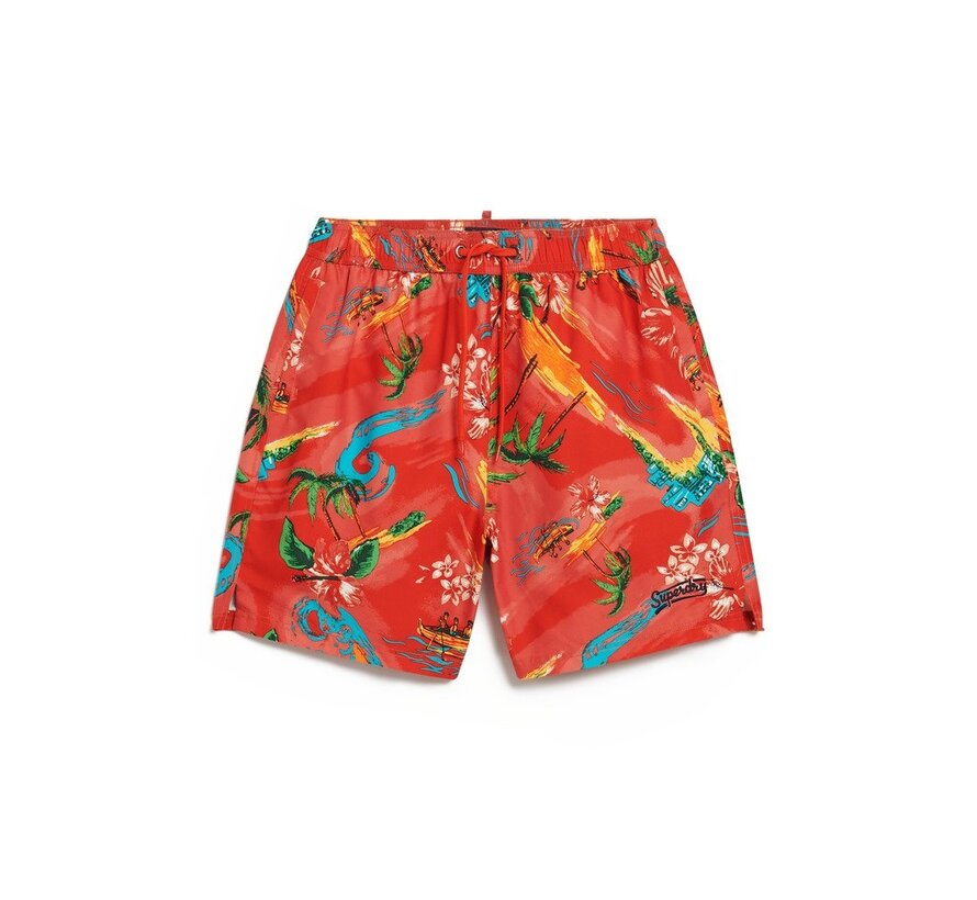 HAWAIIAN PRINT 17 SWIM SHORT Waikiki Red (M3010232A - 2BZ)