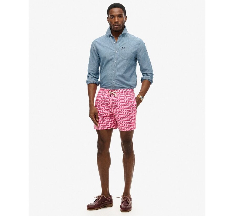 PRINTED 15 INCH SWIM SHORT Pink Geo Print (M3010231A - 2CP)