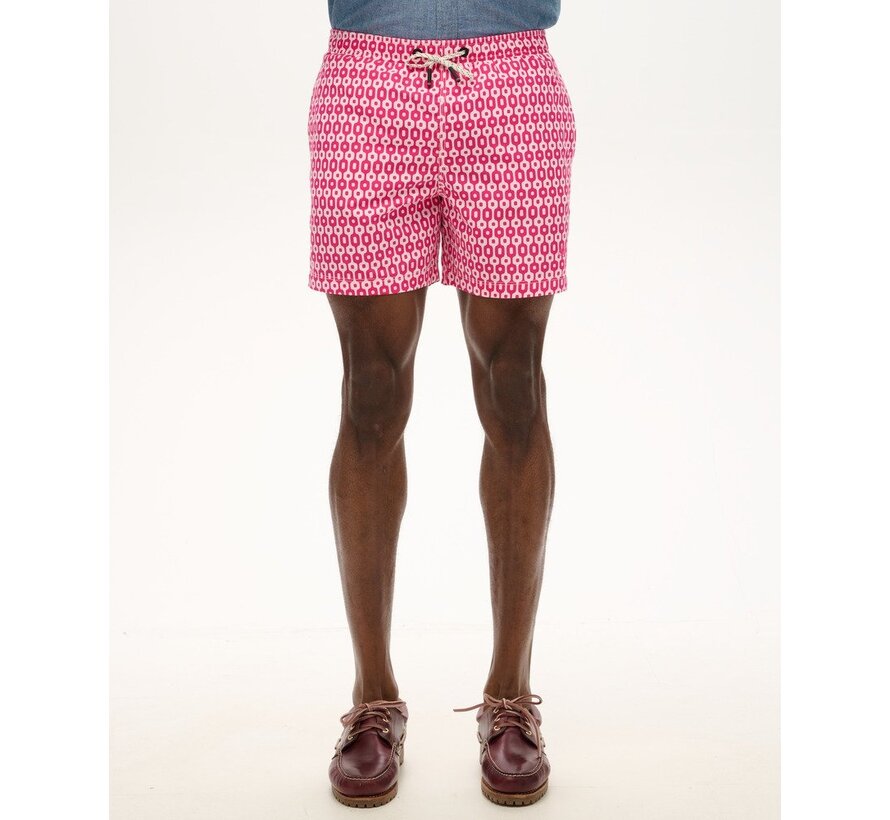 PRINTED 15 INCH SWIM SHORT Pink Geo Print (M3010231A - 2CP)