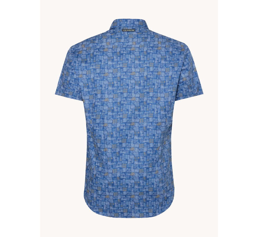 Korte Mouw Overhemd Watercolor Stripes Cobalt (31.056.607)
