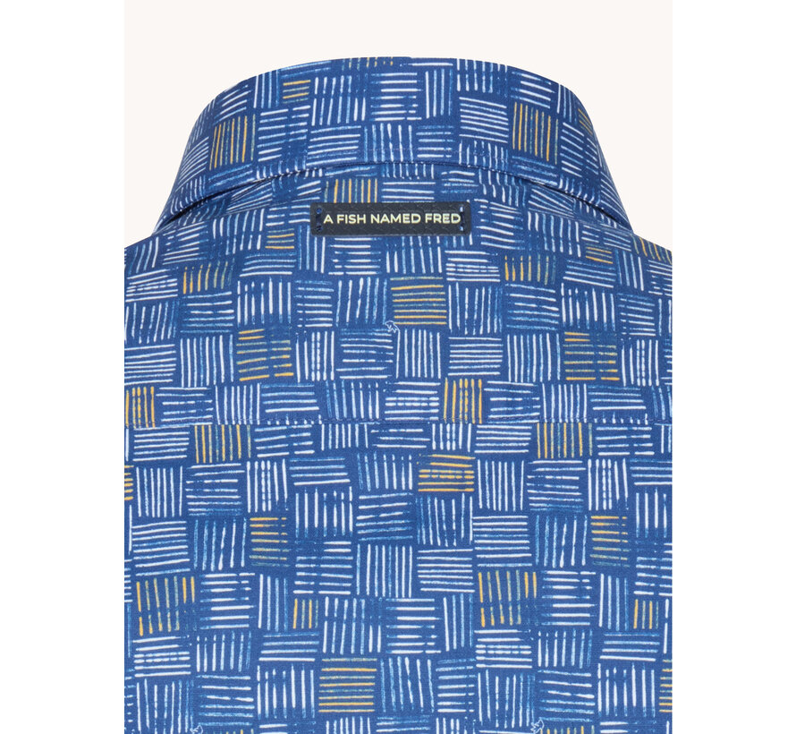 Korte Mouw Overhemd Watercolor Stripes Cobalt (31.056.607)