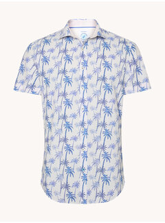 A Fish Named Fred Korte Mouw Overhemd Katoen/Linnen Palm Trees Off White (31.073.101)