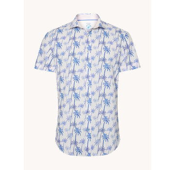 A Fish Named Fred Korte Mouw Overhemd Katoen/Linnen Palm Trees Off White (31.073.101)