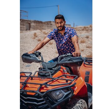 A Fish Named Fred Korte Mouw Overhemd Katoen/Linnen Palm Trees Cobalt (31.073.607)