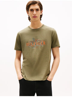Tommy Hilfiger TROPICAL FLORAL HILFIGER TEE BATTLE GREEN (MW0MW39353PLI - PLI)