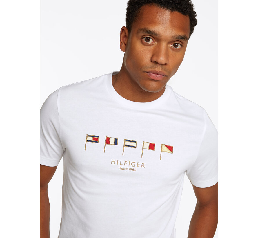 HILFIGER MULTI FLAGS TEE WHITE (MW0MW38616YBR - YBR)