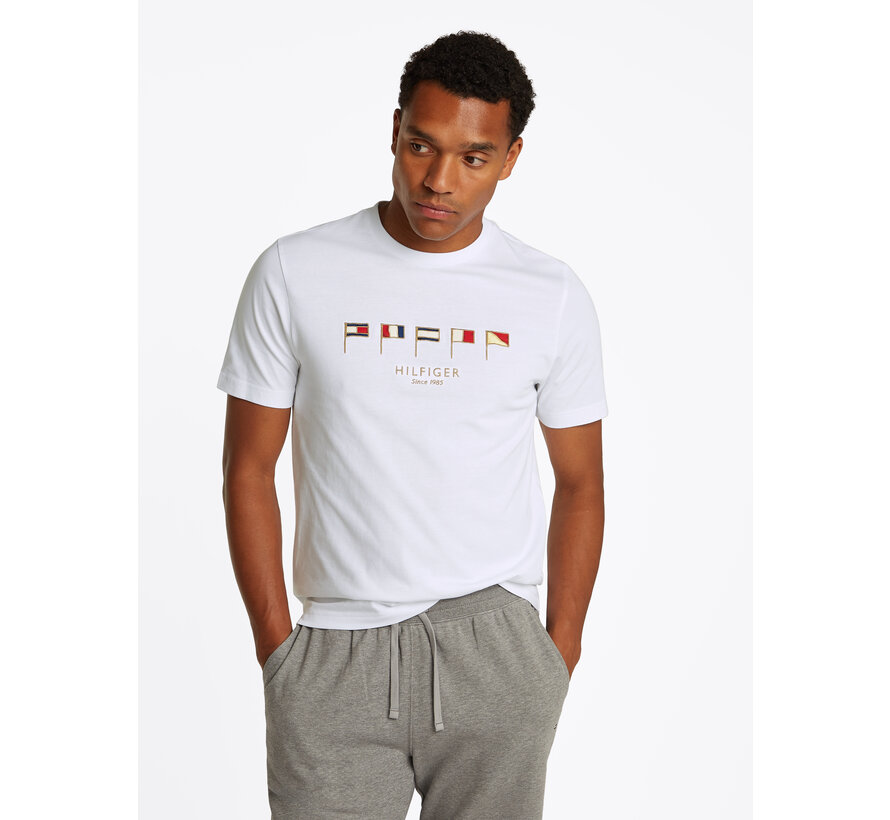 HILFIGER MULTI FLAGS TEE WHITE (MW0MW38616YBR - YBR)