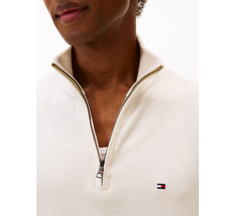 ESSENTIAL COTTON HALF ZIP Ivory Petal (MW0MW37331 - Z00)