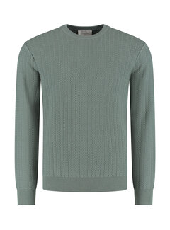 Pure Path Regular fit Zig Zag Crewneck Knitwear Army Green (25030801 - 10)