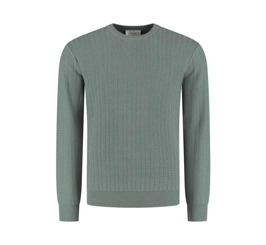 Regular fit Zig Zag Crewneck Knitwear Army Green (25030801 - 10)