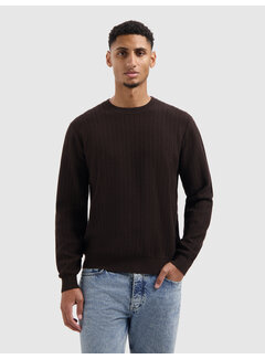Pure Path Regular fit Zig Zag Crewneck Knitwear Dark Brown (25030801 - 96)