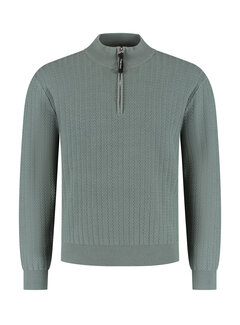 Pure Path Regular fit Zig Zag Half Zip Knitwear Army Green (25030802 - 10)