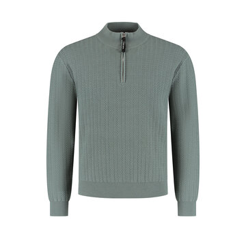 Pure Path Regular fit Zig Zag Half Zip Knitwear Army Green (25030802 - 10)