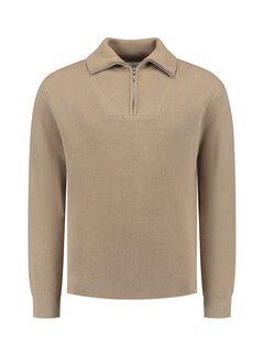 Pure Path Loose fit Half Zip Knitwear Taupe (25030806 - 53)