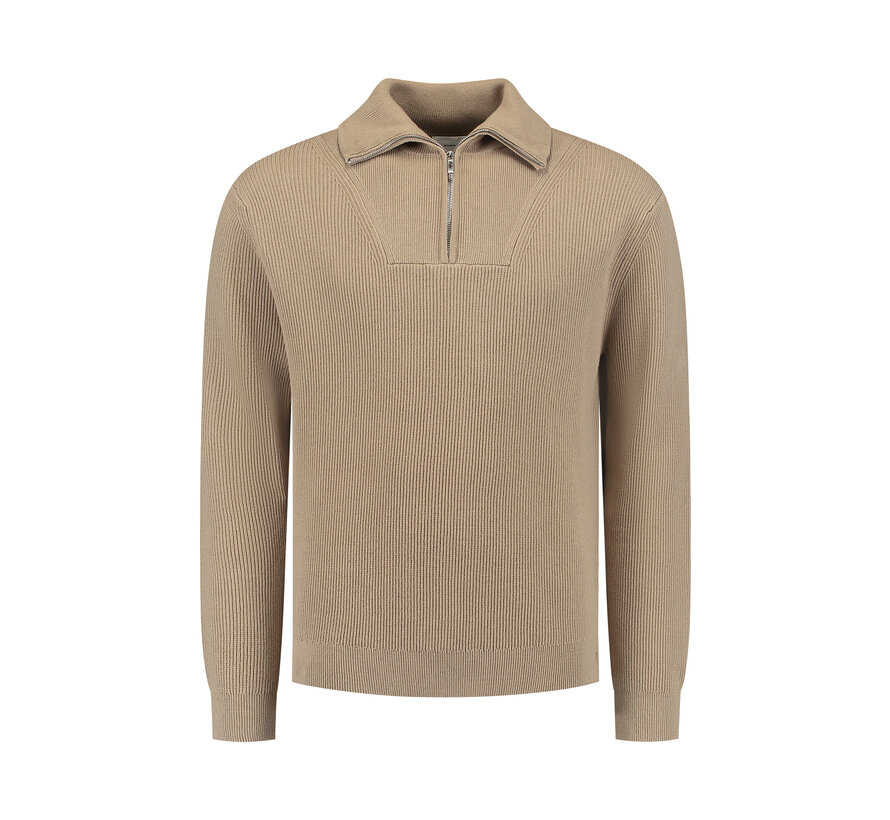 Loose fit Half Zip Knitwear Taupe (25030806 - 53)
