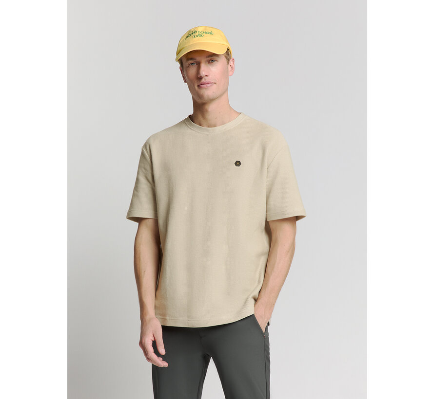 T-Shirt Crewneck Solid Relief Jacquard Sand (28320433 - 015)