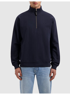 Pure Path Embroidery Half-zip Sweater Navy (25010302 - 07)