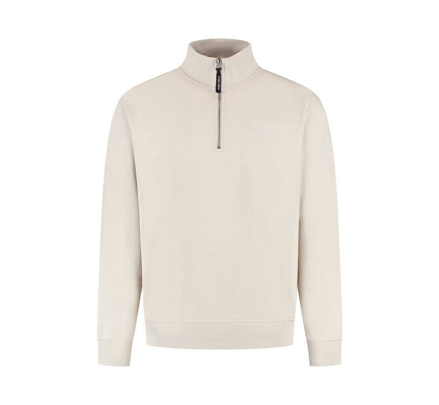 Embroidery Half-zip Sweater Sand (25010302 - 46)