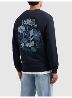 Pure Path Tonal Floral Back Print Sweater Navy (25110390 - 07)