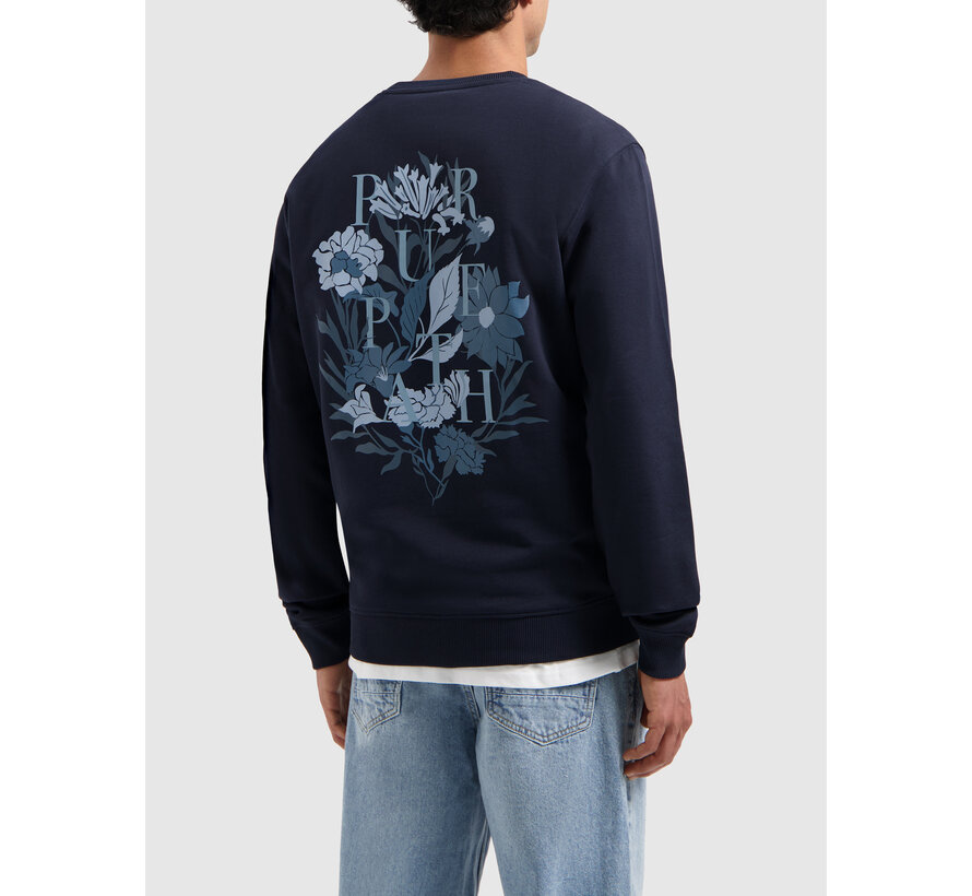 Tonal Floral Back Print Sweater Navy (25110390 - 07)
