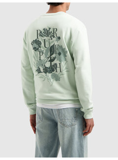 Pure Path Tonal Floral Back Print Sweater Light Green (25110390 - 13)