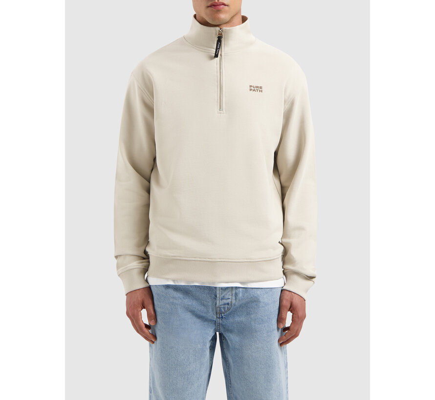 Stacked Logo Half-Zip Sweater Sand (25110393 - 46)