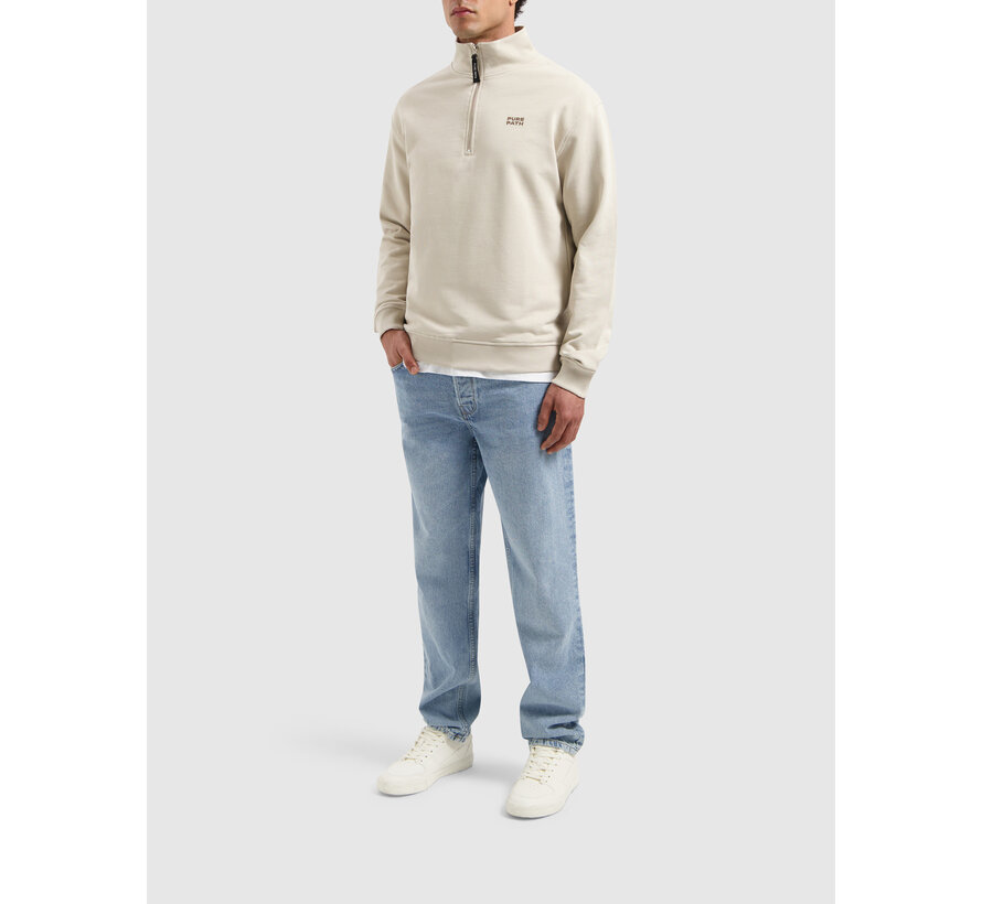 Stacked Logo Half-Zip Sweater Sand (25110393 - 46)