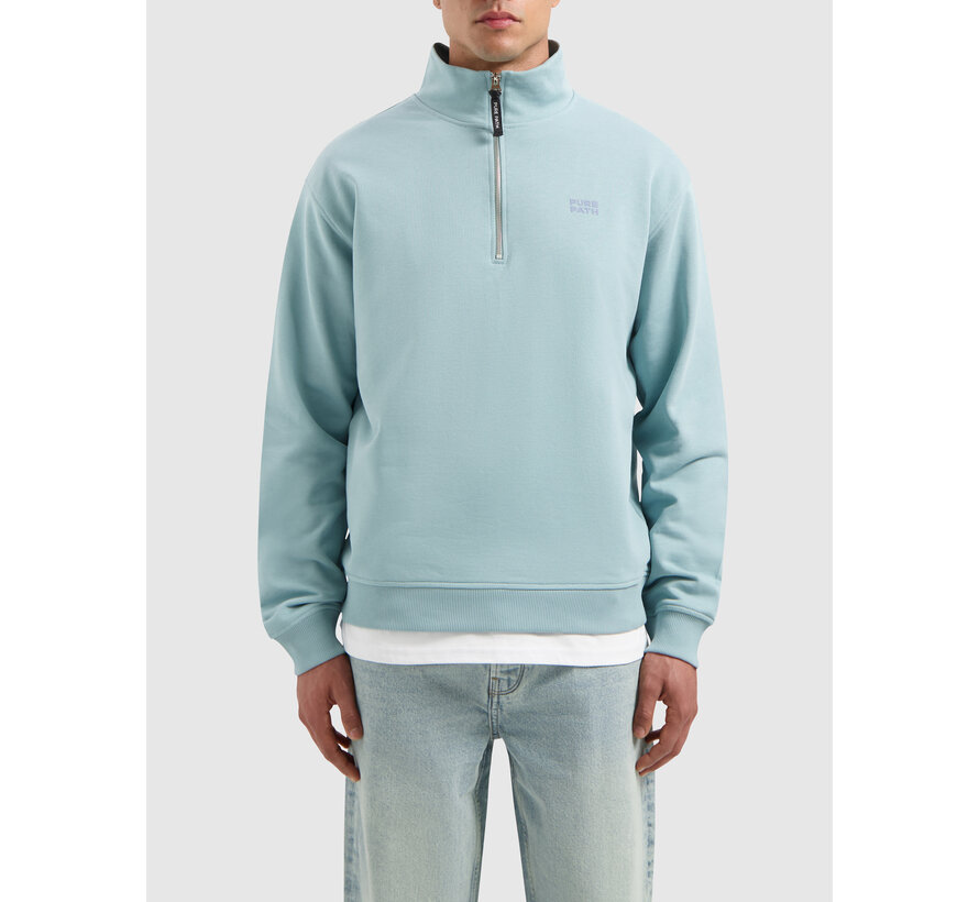Stacked Logo Half-Zip Sweater Blue Grey (25110393 - 93)