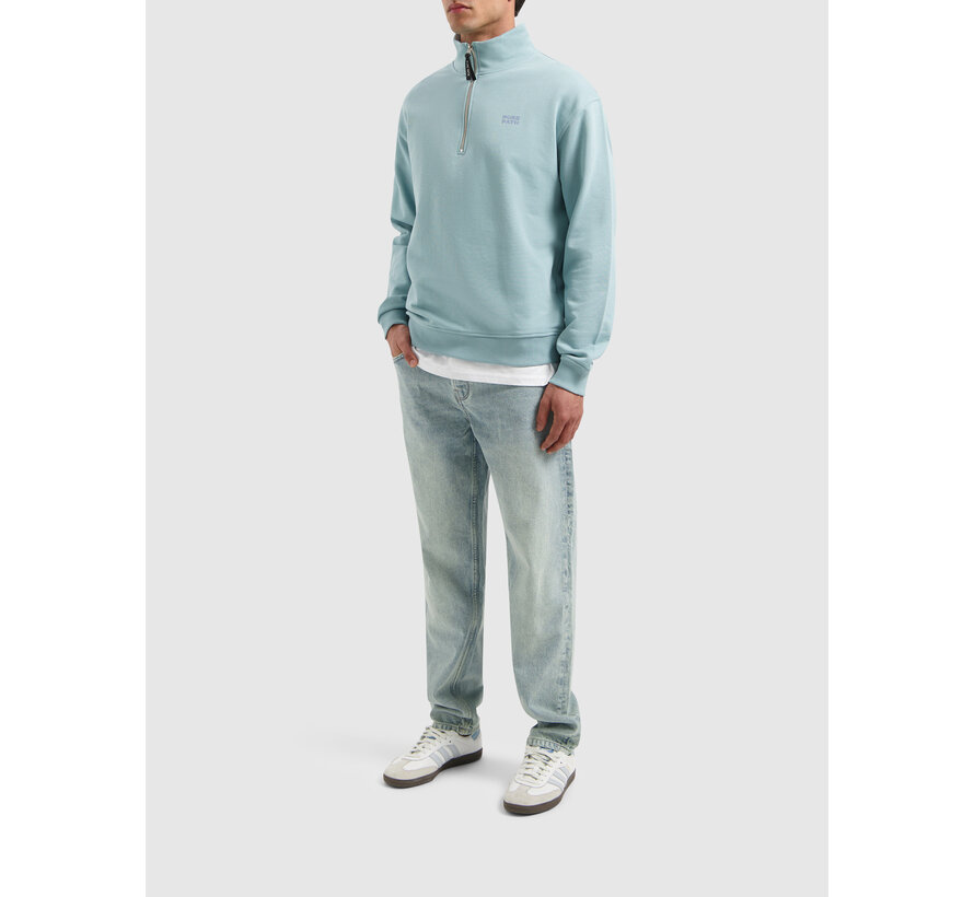 Stacked Logo Half-Zip Sweater Blue Grey (25110393 - 93)