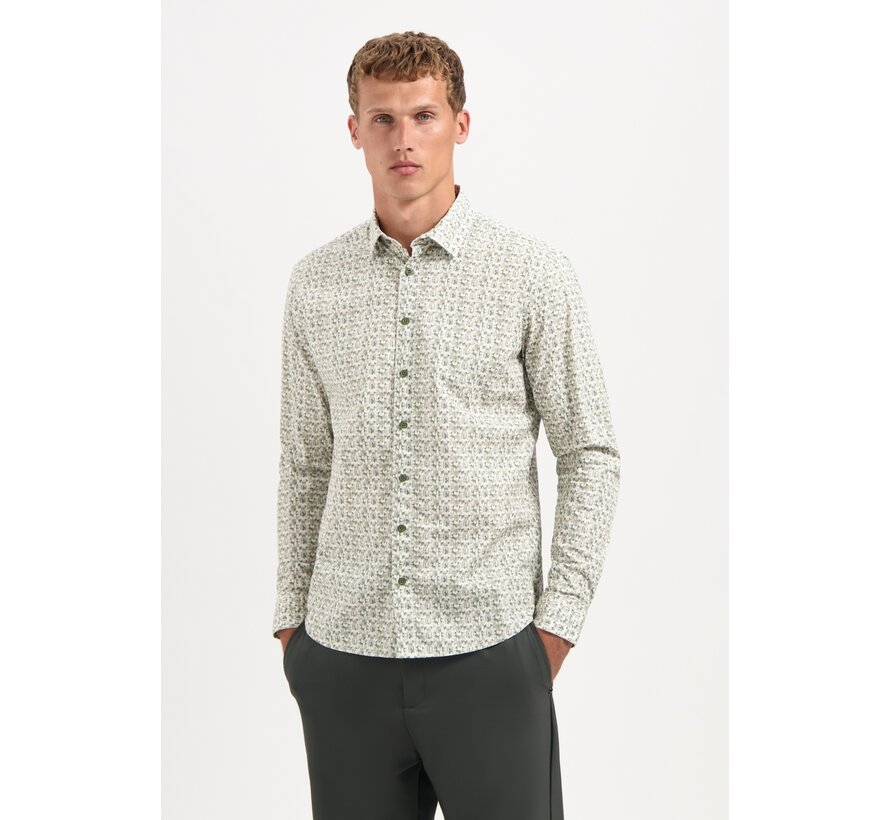 Shirt Stretch Allover Printed Dark Green (29450708 - 052)