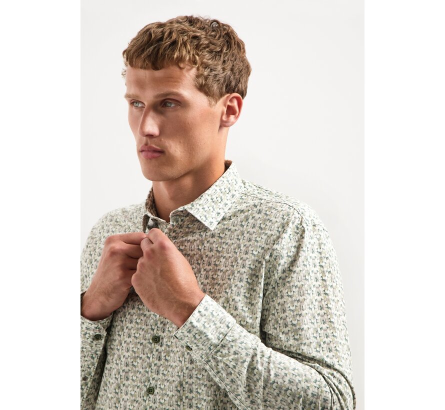 Shirt Stretch Allover Printed Dark Green (29450708 - 052)