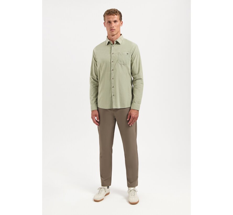 Shirt Solid Fine Herringbone Light Moss (29430843 - 197)