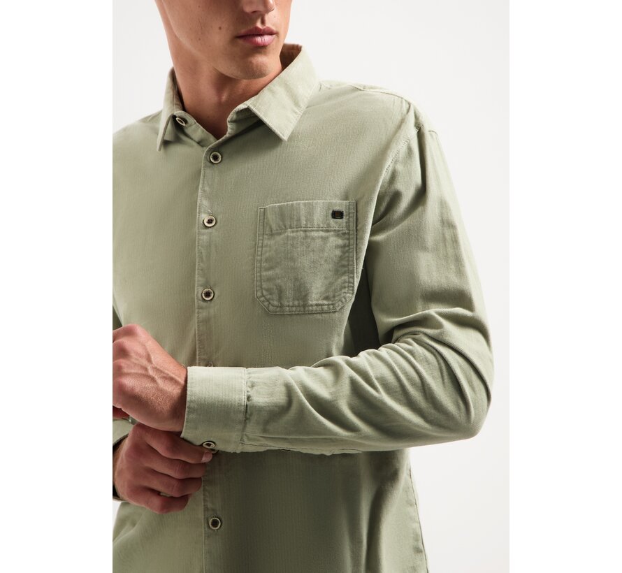 Shirt Solid Fine Herringbone Light Moss (29430843 - 197)