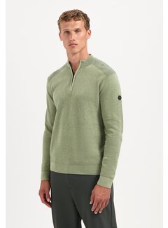 No Excess Pullover Half Zip Plated Structure Knit Light Moss (29230813SN - 197)