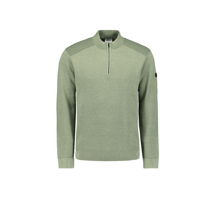 Pullover Half Zip Plated Structure Knit Light Moss (29230813SN - 197)