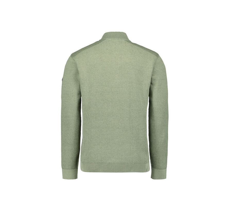 Pullover Half Zip Plated Structure Knit Light Moss (29230813SN - 197)