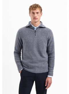 No Excess Pullover Wing Collar Half Zip Soft Woolblend Washed Blue (29210923 - 137)