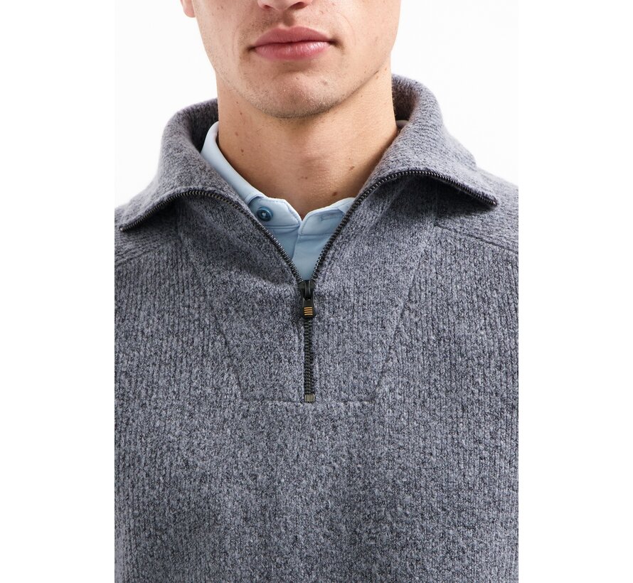 Pullover Wing Collar Half Zip Soft Woolblend Washed Blue (29210923 - 137)