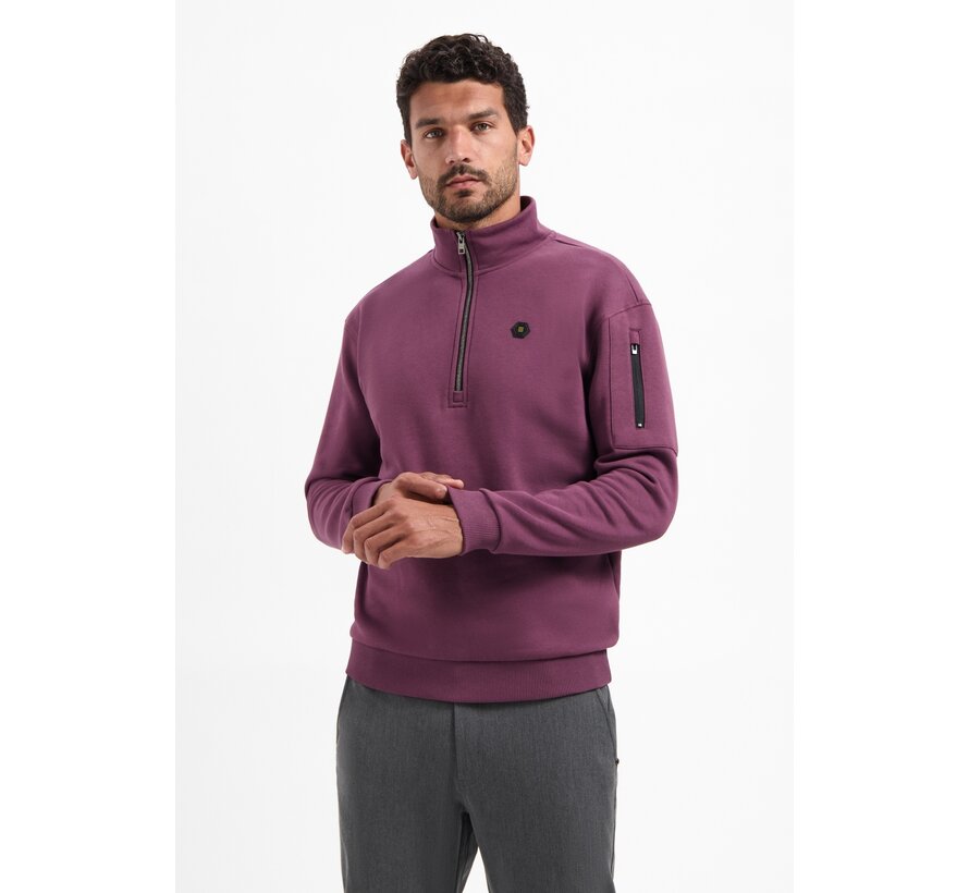 Sweater Half Zip Brushed Dark Wine (29130851 - 164)