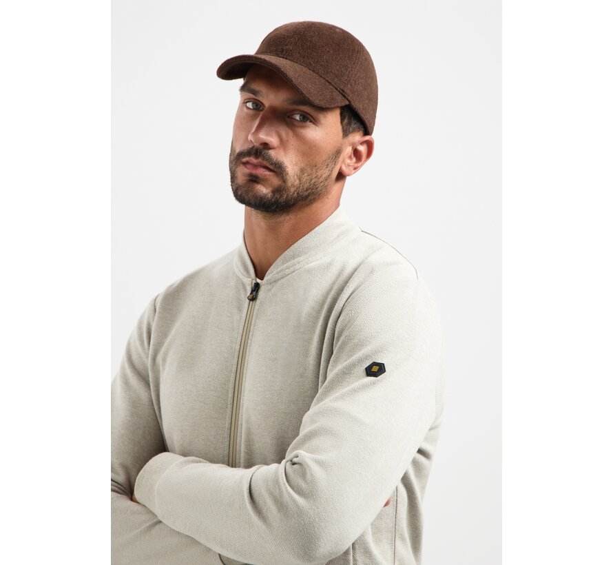 Sweater Full zip College Collar Twill Relief Sand (29100916 - 015)