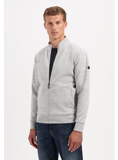 No Excess Sweater Full Zip Stand Up-Collar Relief Grey Melange (29100815 - 102)