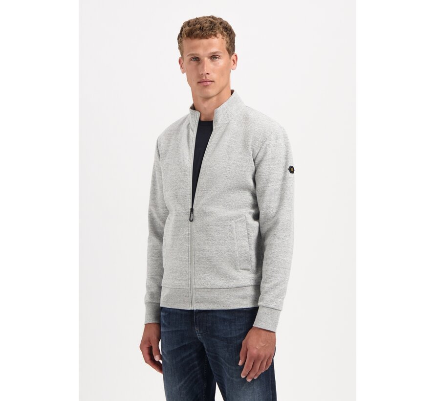Sweater Full Zip Stand Up-Collar Relief Grey Melange (29100815 - 102)