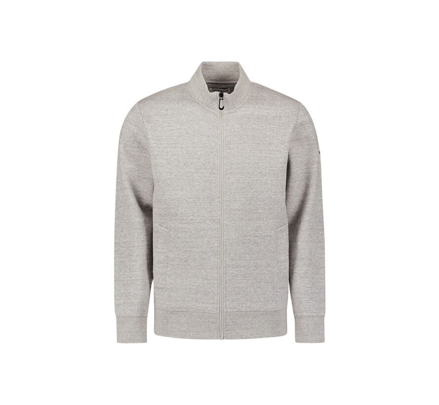 Sweater Full Zip Stand Up-Collar Relief Grey Melange (29100815 - 102)