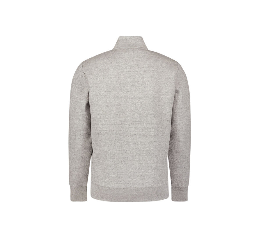 Sweater Full Zip Stand Up-Collar Relief Grey Melange (29100815 - 102)