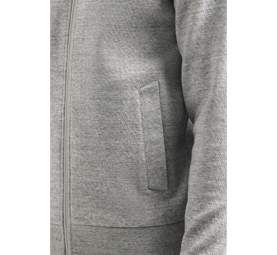 Sweater Full Zip Stand Up-Collar Relief Grey Melange (29100815 - 102)