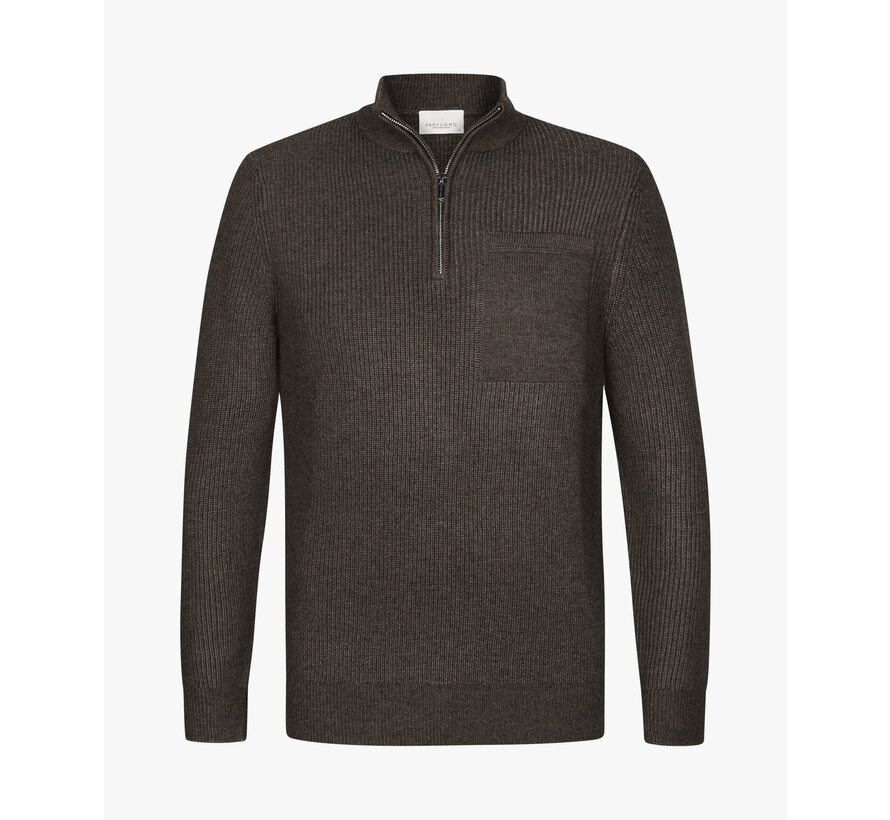 PULLOVER HALF ZIP BROWN (PPWJ30047B)
