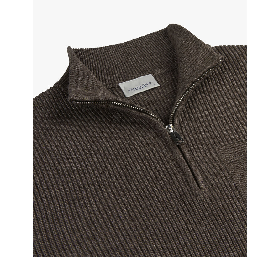 PULLOVER HALF ZIP BROWN (PPWJ30047B)